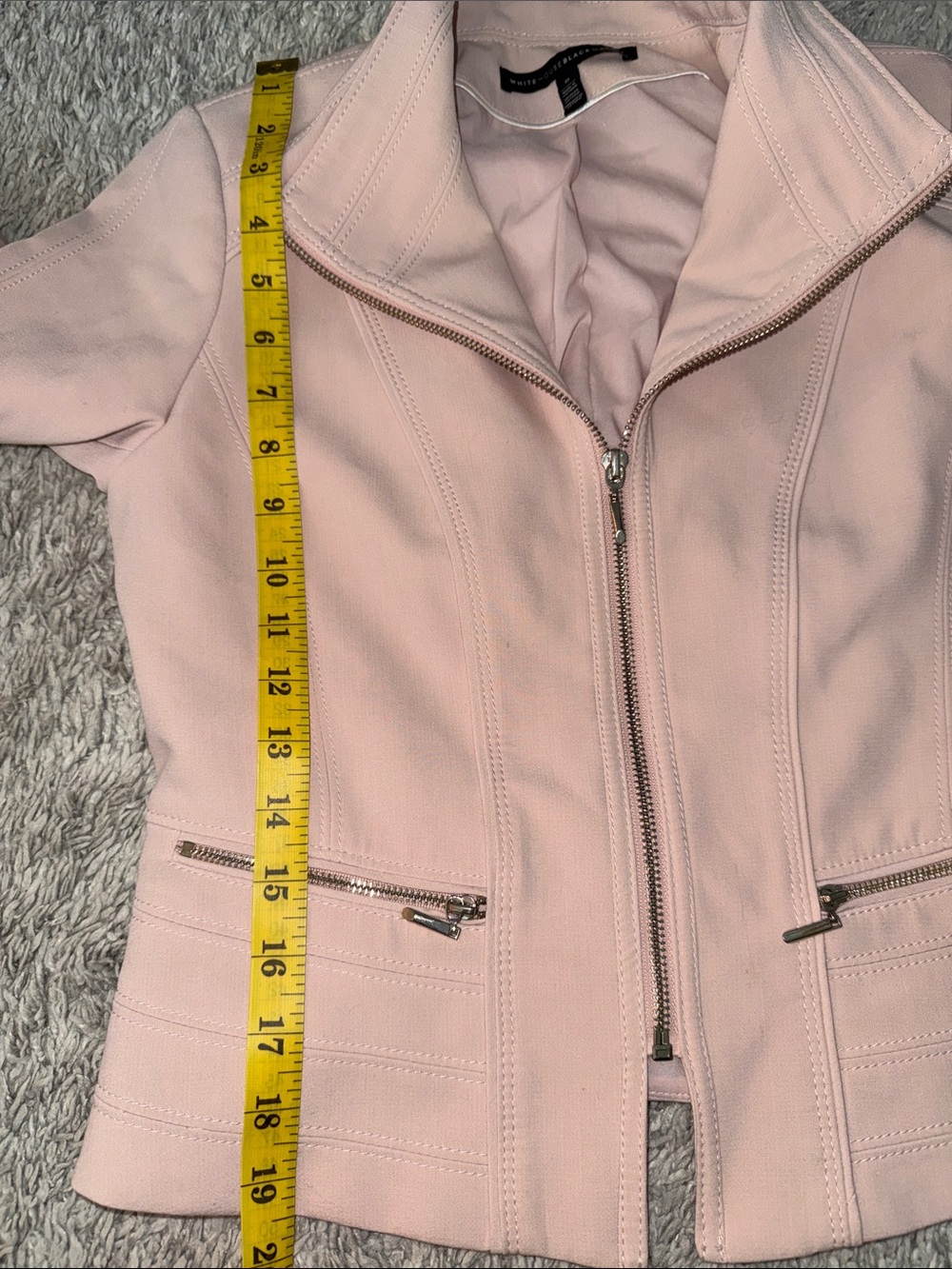 WHBM soft pink Moto Jacket biker neutral feminine cottagecore bodycon balletcore - Picture 7 of 10